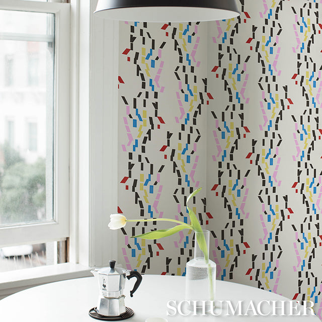 Confetti Multicolor Abstract Stripe Wallpaper by Peg Norriss – Schumacher 5015870