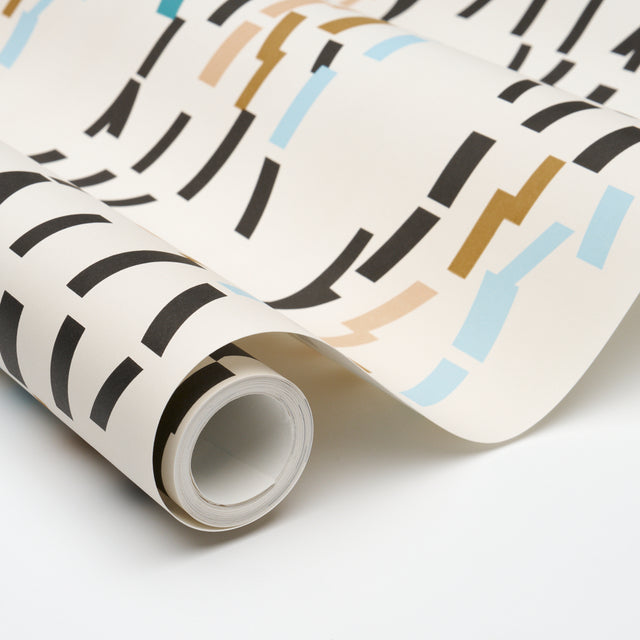 Confetti Teal Abstract Stripe Wallpaper by Peg Norriss – Schumacher 5015871