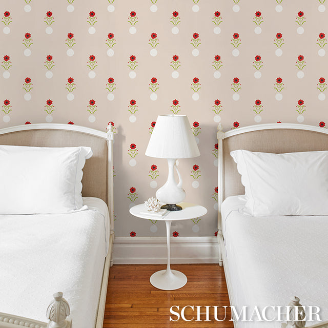 Forget Me Dots Neutral by Peg Norriss Abstract Floral Wallpaper – Schumacher 5015880