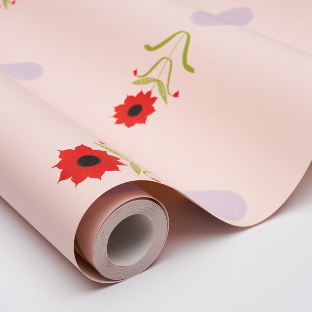 Forget Me Dots Pink by Peg Norriss Modern Geometric Floral Wallpaper – Schumacher 5015881