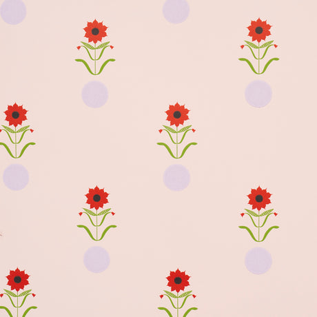 Forget Me Dots wallpaper in pink by Peg Norriss for Schumacher, featuring playful abstract floral and dot motifs.