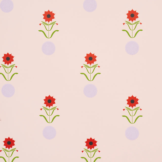 Forget Me Dots wallpaper in pink by Peg Norriss for Schumacher, featuring playful abstract floral and dot motifs.