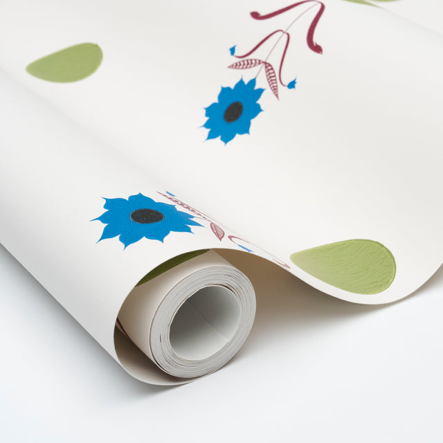 Forget Me Dots Blue & Plum by Schumacher Playful Abstract Floral Wallpaper – Schumacher 5015882