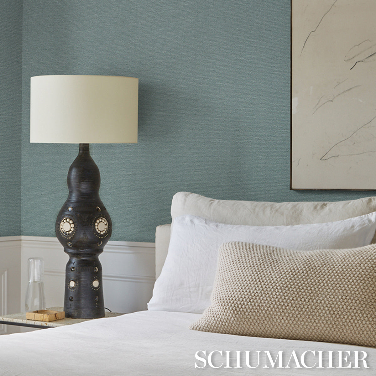Linen Plissé Wallcovering Adriatic Blue Schumacher – 5015890