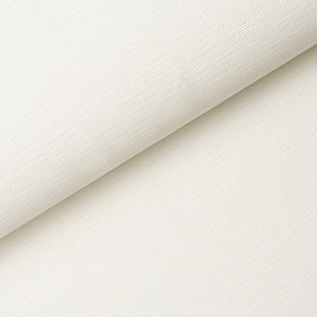 Linen Plissé Wallcovering in Ivory by Schumacher, featuring a puckered linen texture and elegant organic look.
