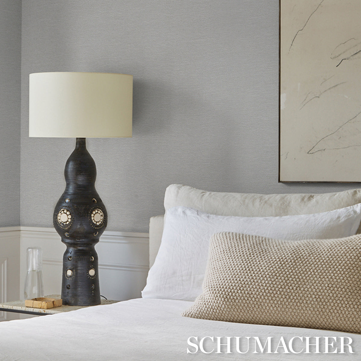 Linen Plissé Wallcovering in Mist by Schumacher – 5015893