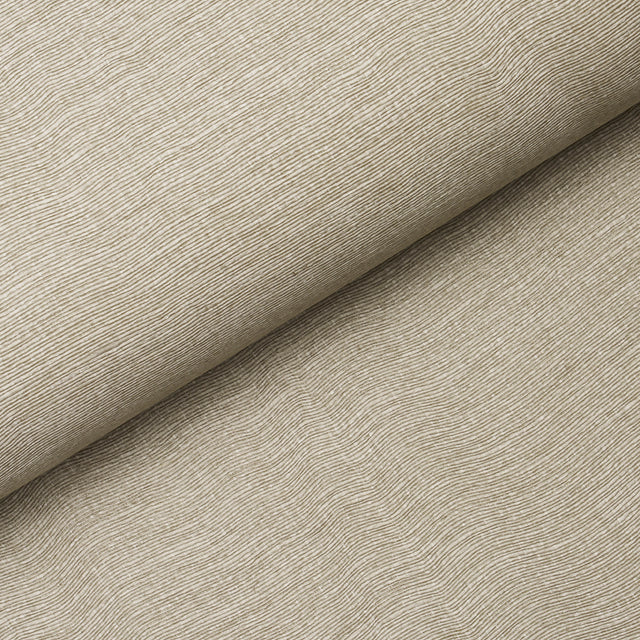 Linen Plissé Wallcovering in Natural by Schumacher, a luxurious textured wallpaper with an organic, undulating weave.