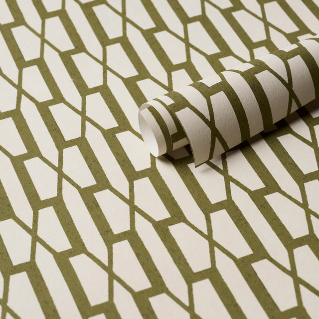 BELVEDERE Olive Trellis Wallpaper by Veere Grenney – Schumacher 5015910