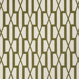 BELVEDERE Olive geometric trellis wallpaper by Veere Grenney for Schumacher, shown in room and detail views