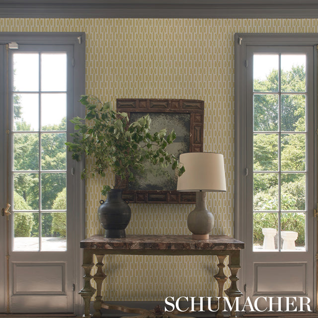 Belvedere Mimosa by Veere Grenney Geometric Trellis Wallpaper – Schumacher 5015912