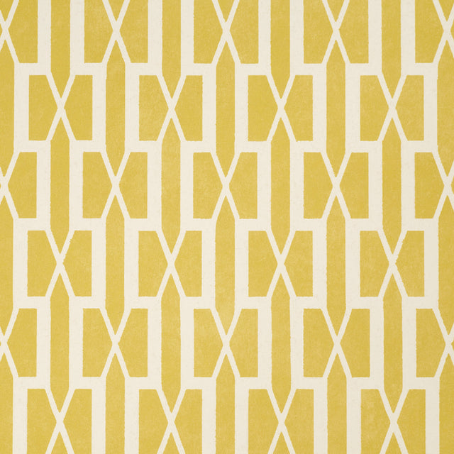 Belvedere Mimosa by Veere Grenney geometric trellis yellow wallpaper by Schumacher