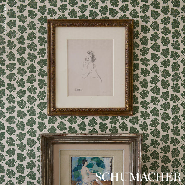 Olive Green by Rita Konig Botanical Leaf Motif Wallpaper – Schumacher 5015920