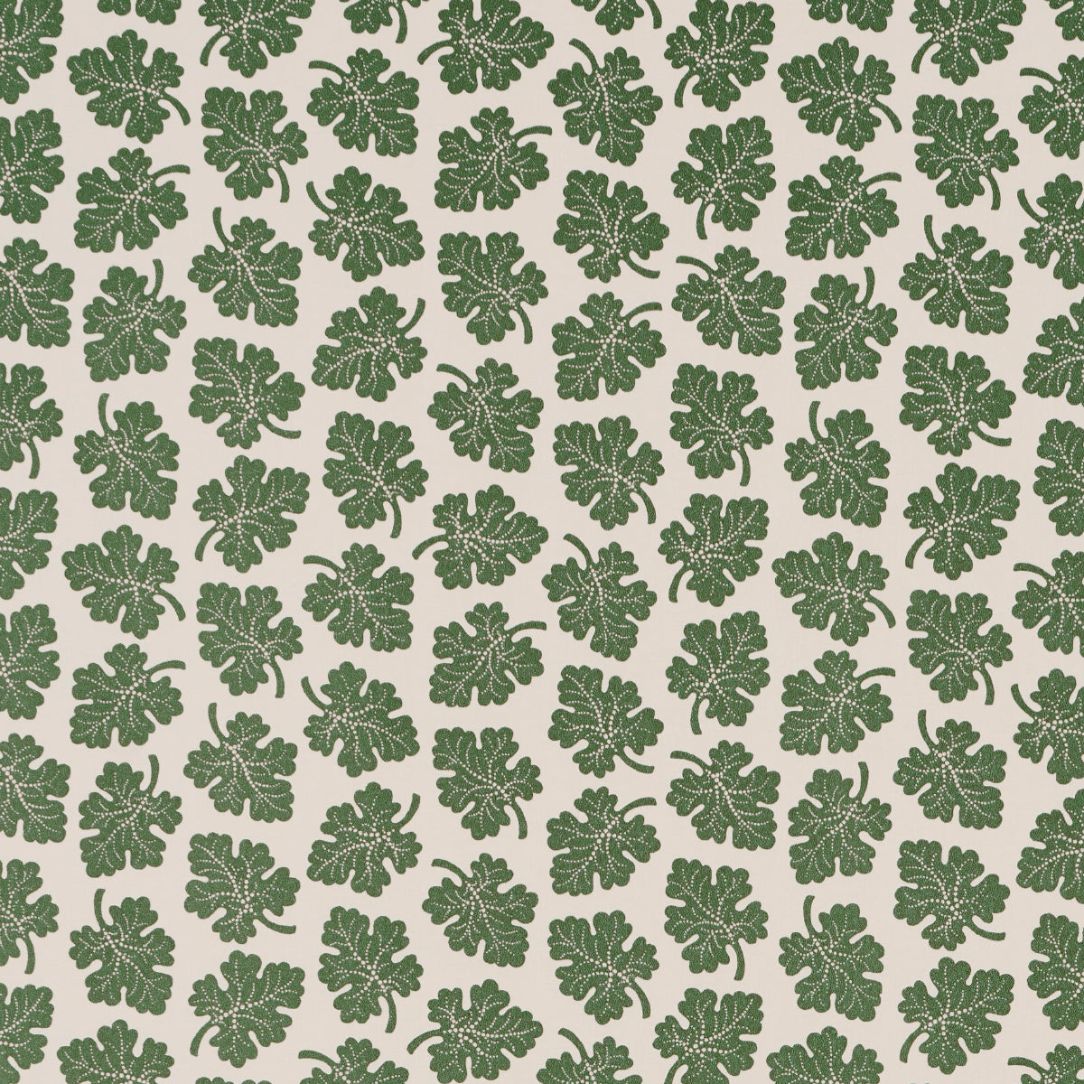 Olive by Rita Konig for Schumacher - green leaf motif gravure-printed wallpaper in a classic, small-scale botanical pattern.