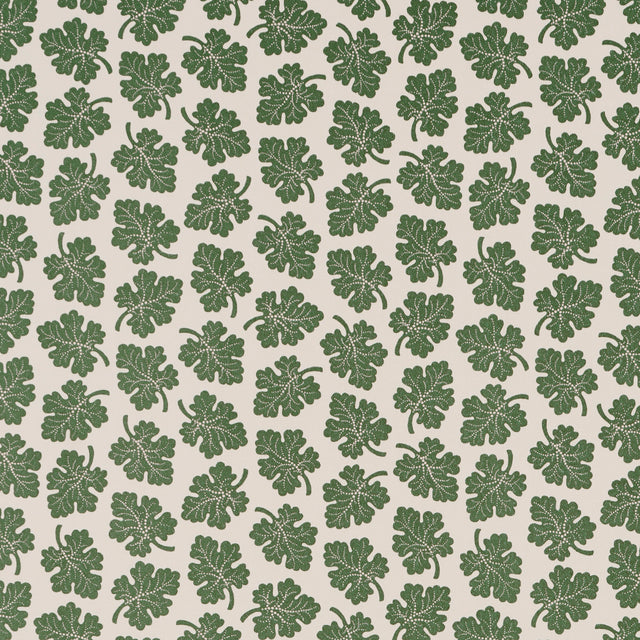 Olive by Rita Konig for Schumacher - green leaf motif gravure-printed wallpaper in a classic, small-scale botanical pattern.