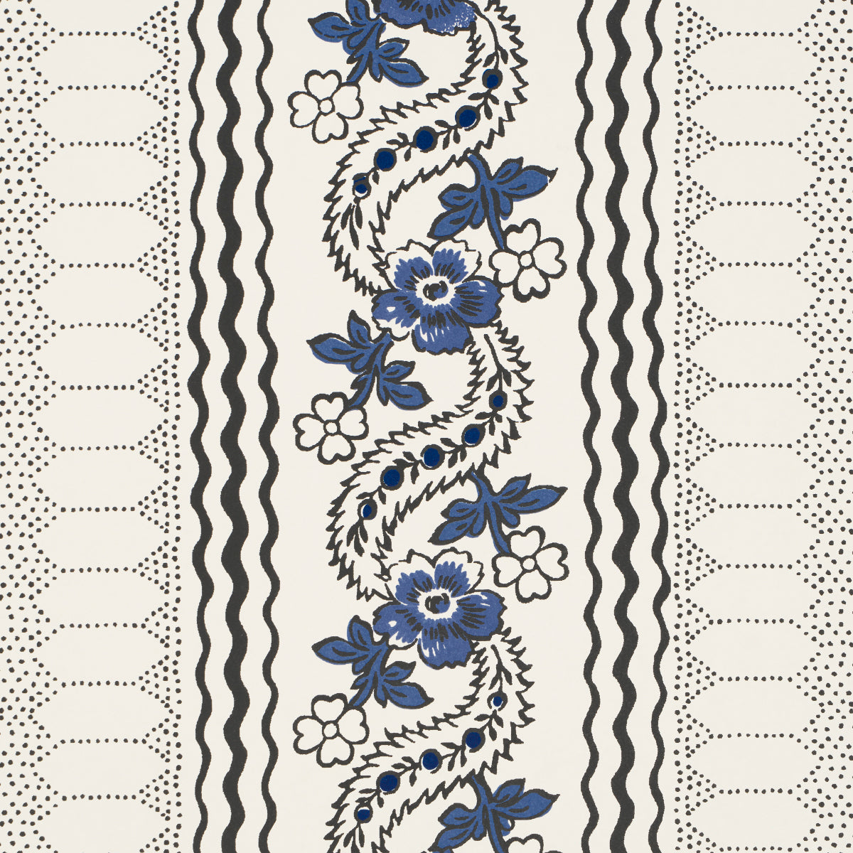 Serena Stripe Blue by Rita Konig Floral Stripe Wallpaper – Schumacher 5015930