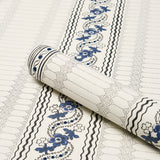 Serena Stripe Blue by Rita Konig Floral Stripe Wallpaper – Schumacher 5015930