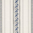 Serena Stripe wallpaper by Rita Konig for Schumacher, featuring blue floral and stripe pattern on a white background.