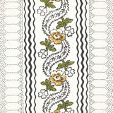 Serena Stripe Ochre by Rita Konig Floral Stripe Designer Wallpaper – Schumacher 5015931