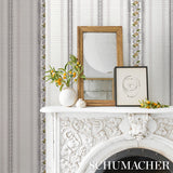 Serena Stripe Ochre by Rita Konig Floral Stripe Designer Wallpaper – Schumacher 5015931