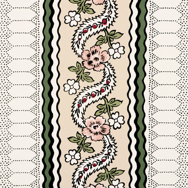 Serena Stripe Rose by Rita Konig Vintage-Inspired Floral Stripe Wallpaper – Schumacher 5015932