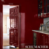 Ace Faux Lacquer Performance Vinyl Maroon by Schumacher – High-Gloss Washable Wallcovering 54" Wide – 5015940