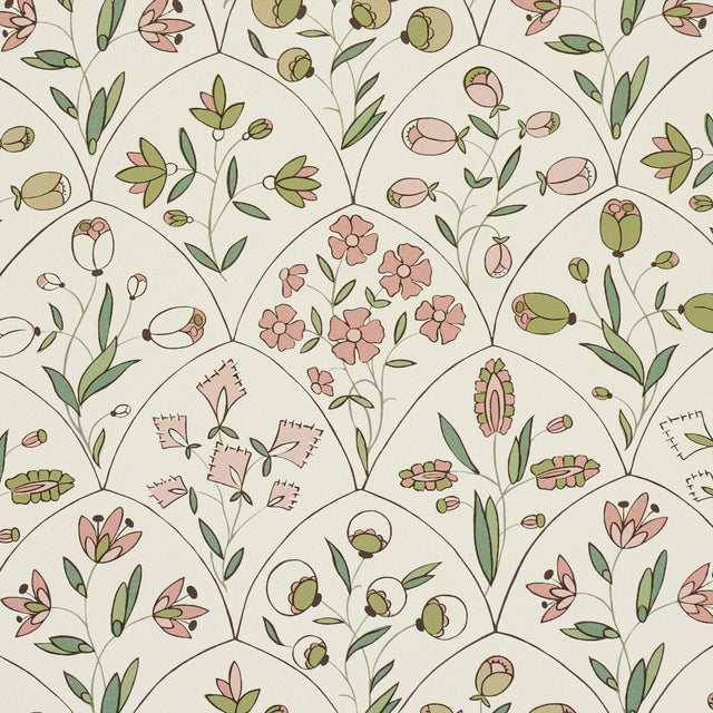 Frances Scallop Floral Petal by Schumacher Pink Floral Wallpaper – Schumacher 5015960