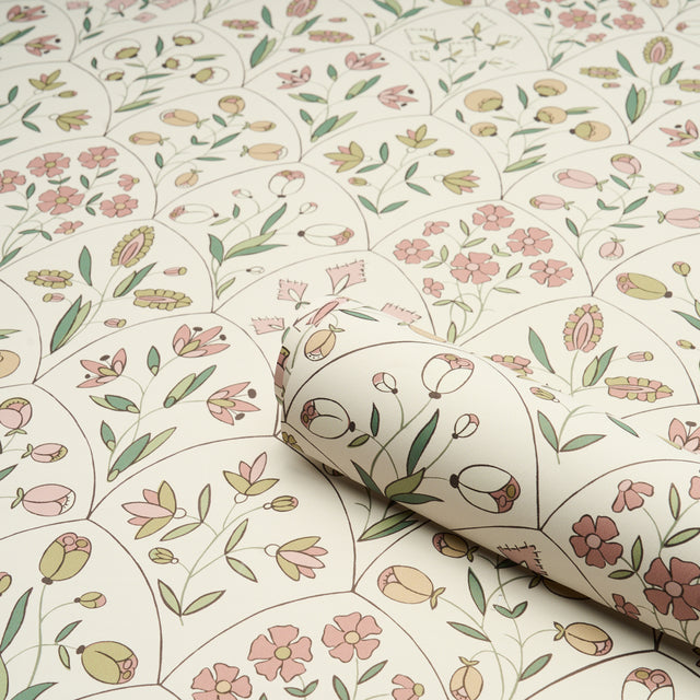 Frances Scallop Floral Petal by Schumacher Pink Floral Wallpaper – Schumacher 5015960