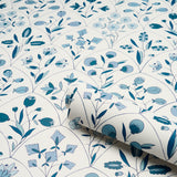 Frances Scallop Floral Blue by Schumacher Scenic Floral Wallpaper – Schumacher 5015962