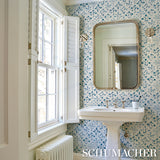 Frances Scallop Floral Blue by Schumacher Scenic Floral Wallpaper – Schumacher 5015962