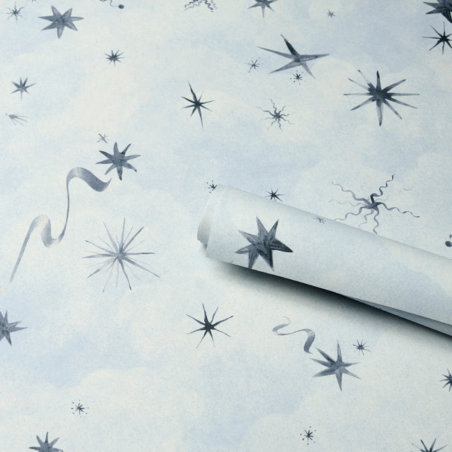 Luminaries Clear Blue by Backdrop x Xavier Donnelly Celestial Cloud Wallpaper – Schumacher 5016010