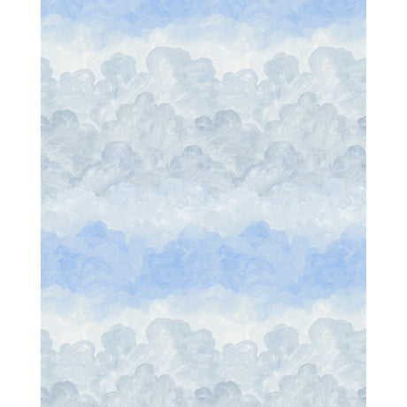 Painted Sky wallpaper by Backdrop x Xavier Donnelly for Schumacher, featuring a hand-painted cloudscape in clear blue tones.