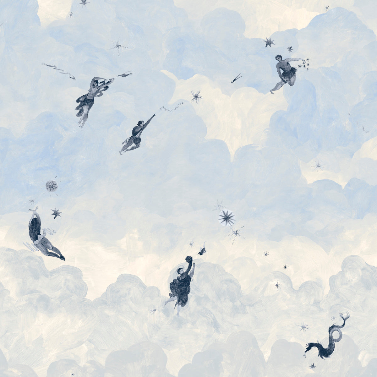 Ascendance 3 Panel Set Clear Blue by Backdrop x Xavier Donnelly Cloudscape Mural Wallpaper – Schumacher 5016032