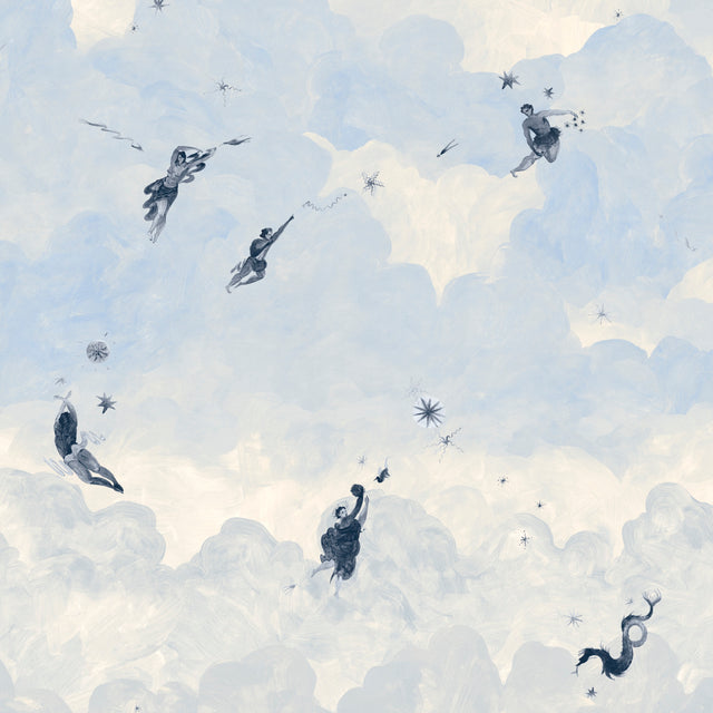 Ascendance 3 Panel Set Clear Blue by Backdrop x Xavier Donnelly Cloudscape Mural Wallpaper – Schumacher 5016032