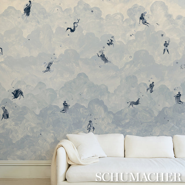 Ascendance 3 Panel Set Clear Blue by Backdrop x Xavier Donnelly Cloudscape Mural Wallpaper – Schumacher 5016032