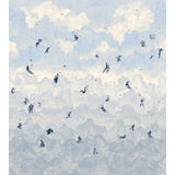 Ascendance 3 Panel Set wallpaper by Schumacher featuring a dreamy cloudscape with mythological figures and celestial motifs in clear blue.