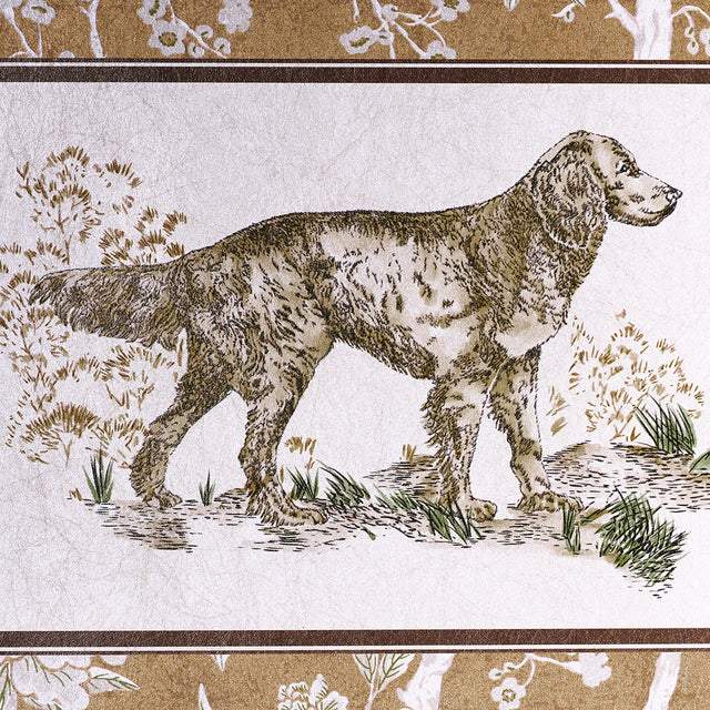 Chaser's Legacy Metallic Gold by Schumacher Dog Portrait Wallpaper – Schumacher 5016050