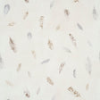 Woodland Feathers wallpaper in Pebble by Schumacher, featuring delicate hand-painted feathers in neutral tones on a subtle textured background.