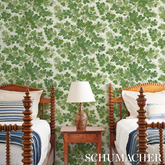 Covey Hedge Sage Green Botanical Wallpaper – Schumacher 5016072