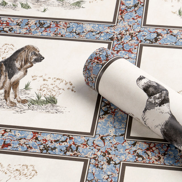 Chaser's Legacy Slate by Schumacher Framed Dog Portraits Wallpaper – Schumacher 5016080