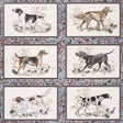 Chaser's Legacy wallpaper by Schumacher featuring framed dog portraits on a marbleized background in slate colorway.