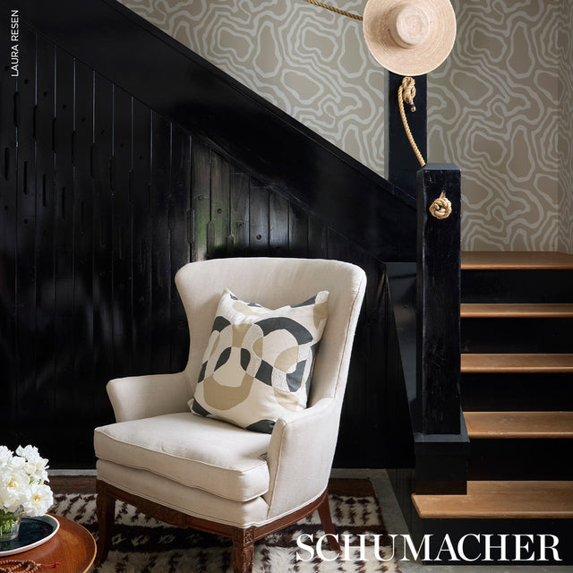 DEFEO Bone by Schumacher Modern Topographic Pattern Wallpaper – Schumacher 5016101