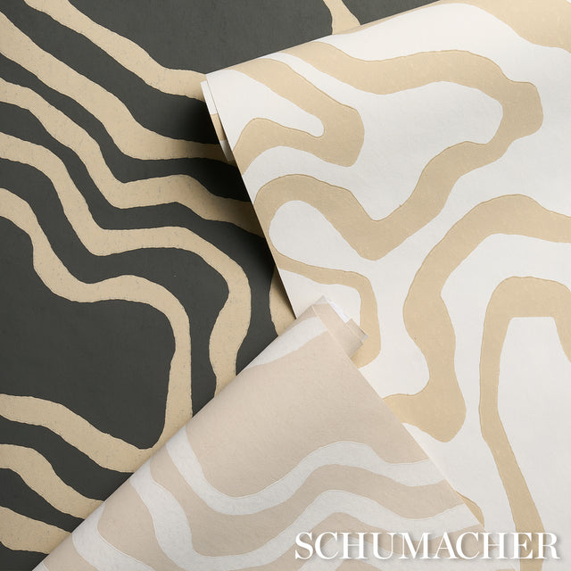DEFEO Bone by Schumacher Modern Topographic Pattern Wallpaper – Schumacher 5016101
