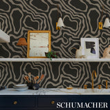 DEFEO Carbon by Schumacher Modern Topographic Surface-Printed Wallpaper – Schumacher 5016102