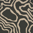 DEFEO wallpaper in Carbon by Schumacher features a graphic, topographic pattern in black and off-white, surface-printed on a fibrous paper ground.