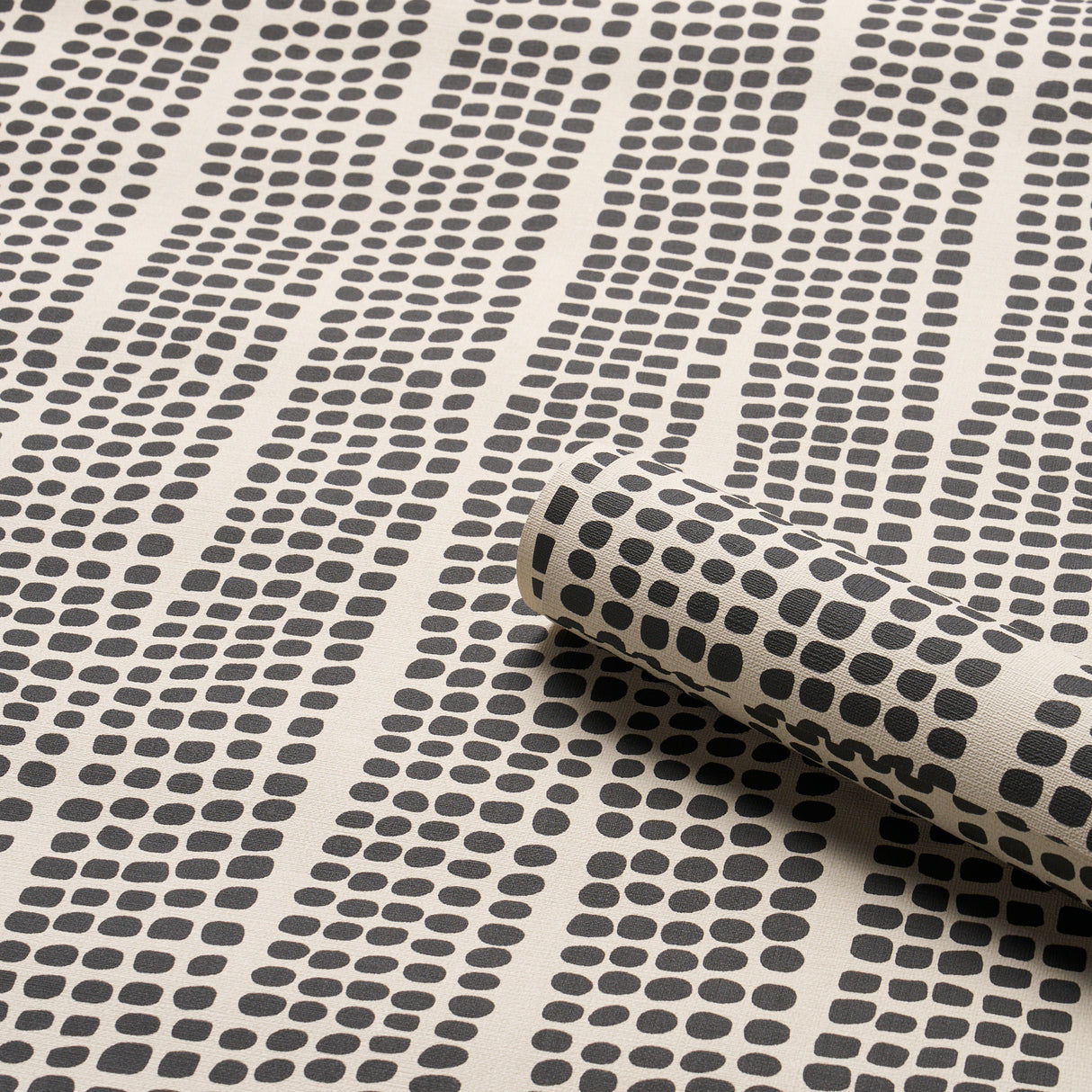 Noland Vinyl Carbon by Schumacher Embossed Abstract Stripe Performance Wallpaper – Schumacher 5016110