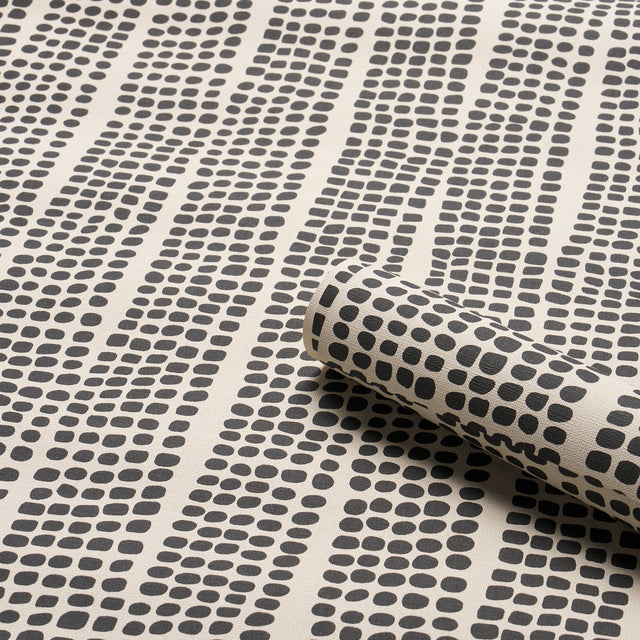 Noland Vinyl Carbon by Schumacher Embossed Abstract Stripe Performance Wallpaper – Schumacher 5016110