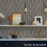 Noland Vinyl Carbon by Schumacher Embossed Abstract Stripe Performance Wallpaper – Schumacher 5016110