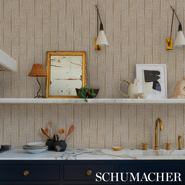 Noland Vinyl Flax by Schumacher Embossed Vinyl Wallpaper – Schumacher 5016111