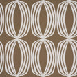 Fontana Peat geometric hourglass stripe wallpaper by Schumacher, large-scale modern abstract design in brown and white.