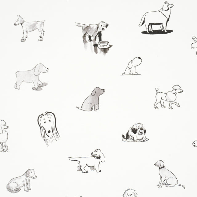 GOOD DOGS EVERYWHERE Black & White by Schumacher – The New Yorker Collection Dog Wallpaper – 5016130